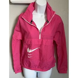Nike Pullover Running Windbreaker Jacket Womens Size XS Pink Swoosh CU3254-607